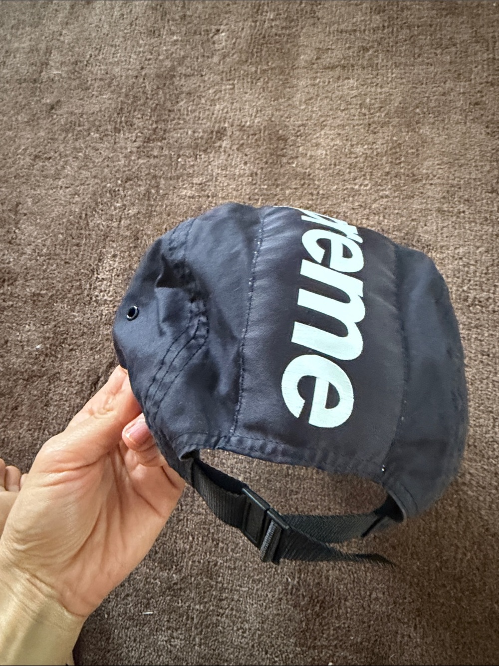 Supreme Black Cap with Vertical White Logo - Picture 3 of 3